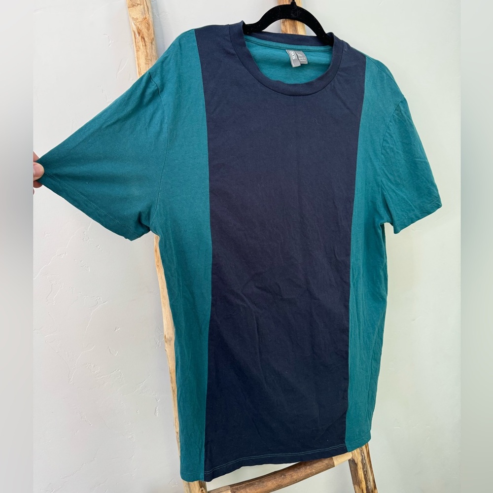 ASOS Navy and Teal Short Sleeve T-shirt - Picture 5 of 7